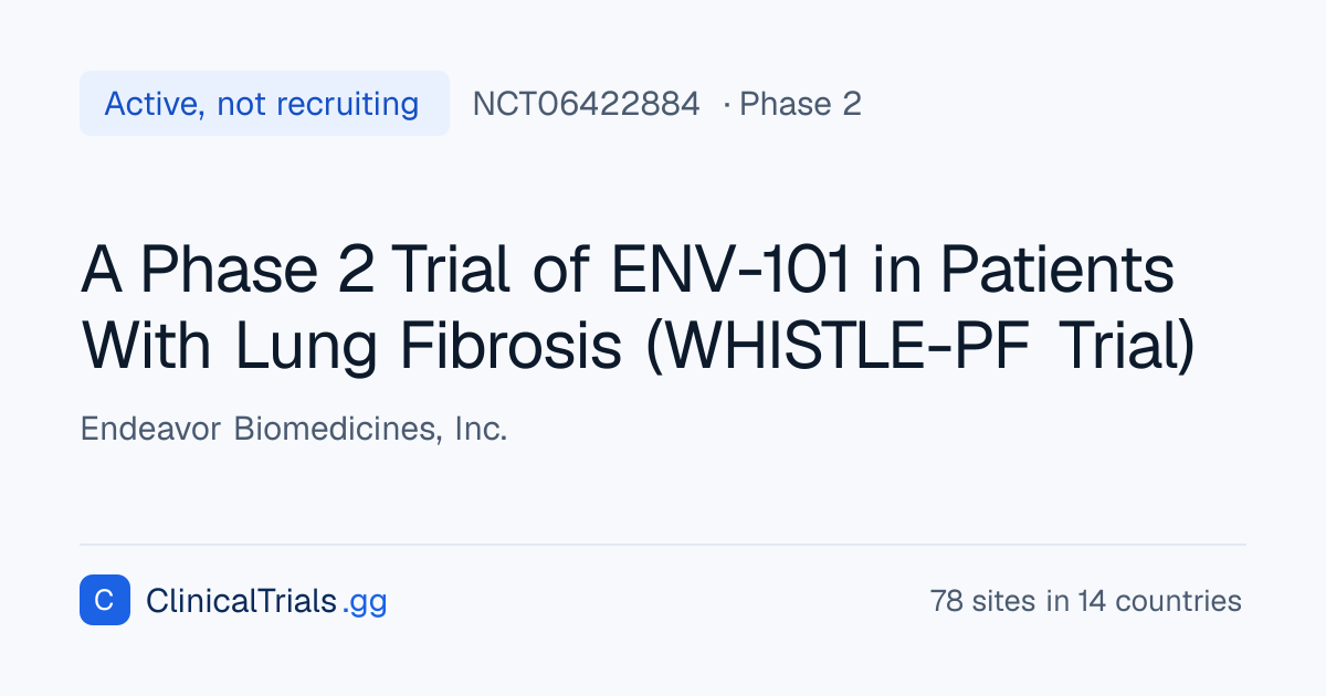 A Phase 2 Trial of ENV-101 in Patients With Lung Fibrosis (WHISTLE-PF ...