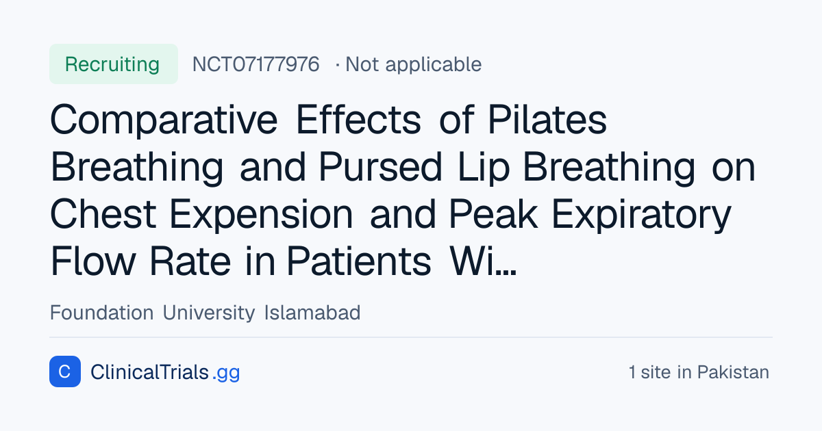 NCT07177976 — Comparative Effects of Pilates Breathing and Pursed Lip ...